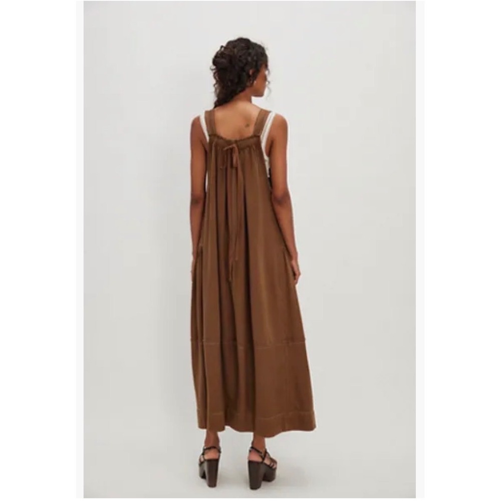 Free People We The Free Wildflower Midi Dress Brown Pinafore Pockets Medium - Picture 2 of 6